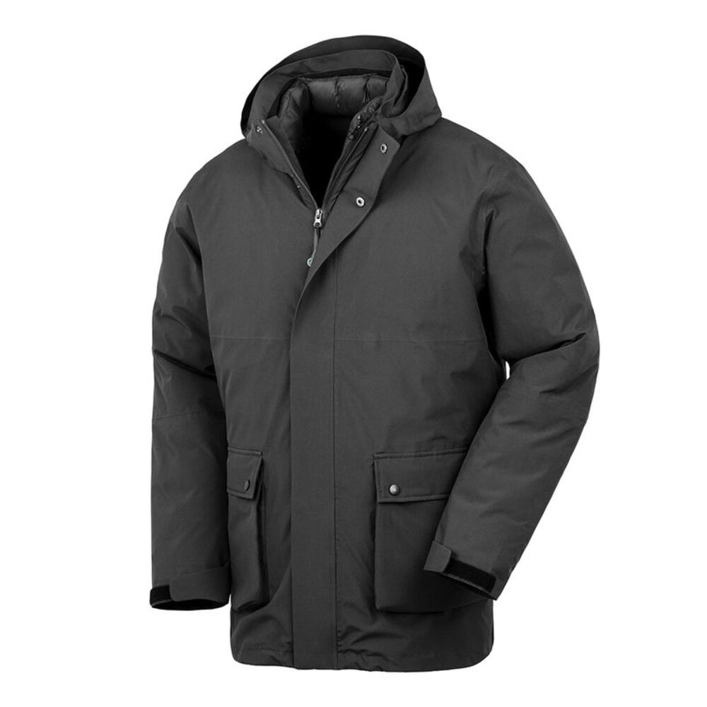 Result Recycled Mens 3 in 1 Ripstop Padded Jacket / Black